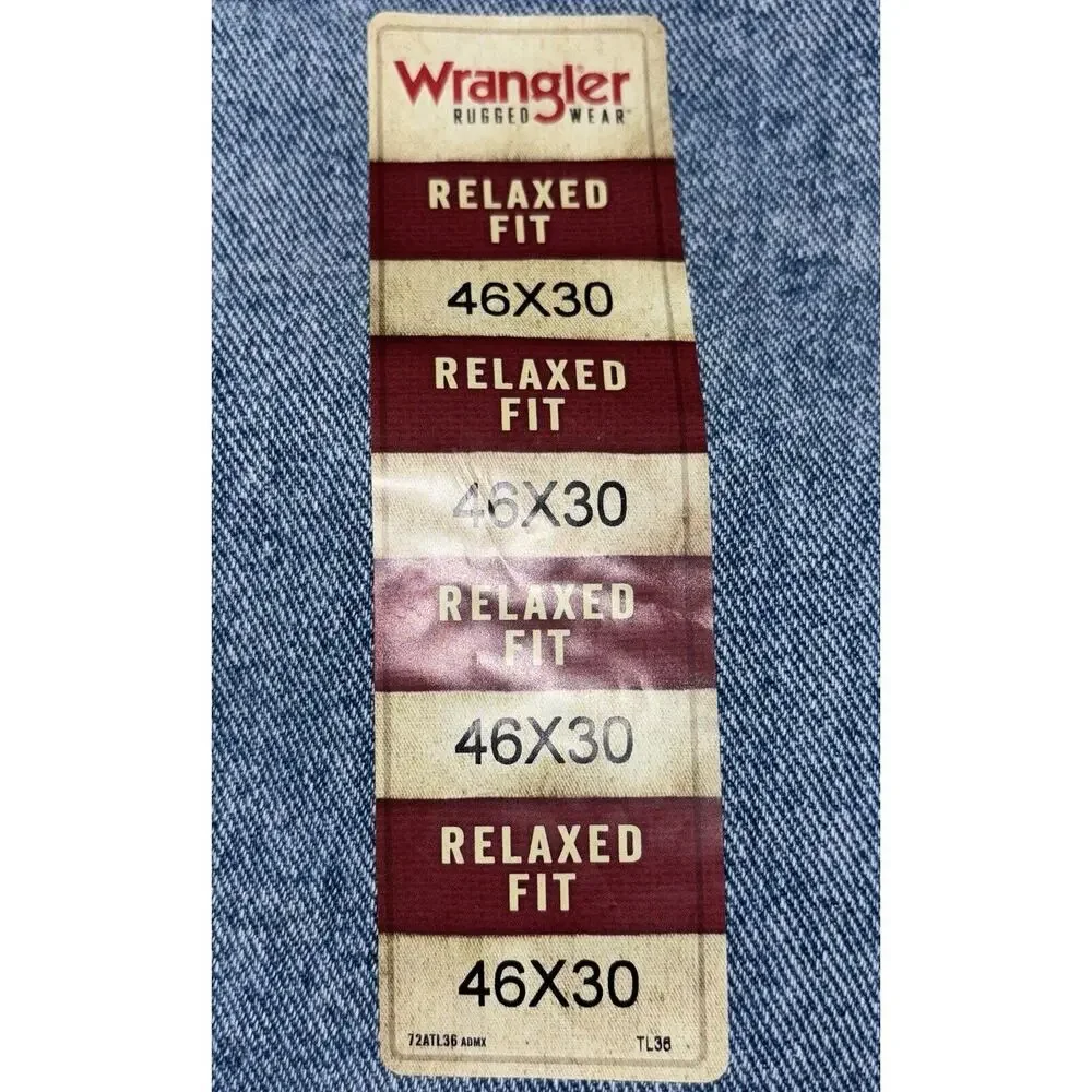 NEW Men's Wrangler Rugged Wear Jeans‎ 46x30 Blue Relaxed Fit Straight Leg NWT